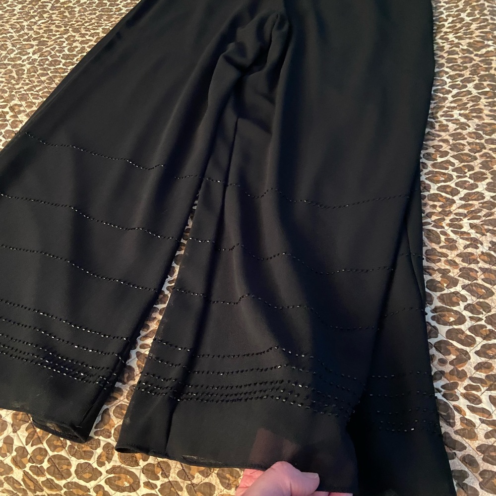 Sandra Darren Black Beaded Dress Palazzo Pants - Picture 6 of 13